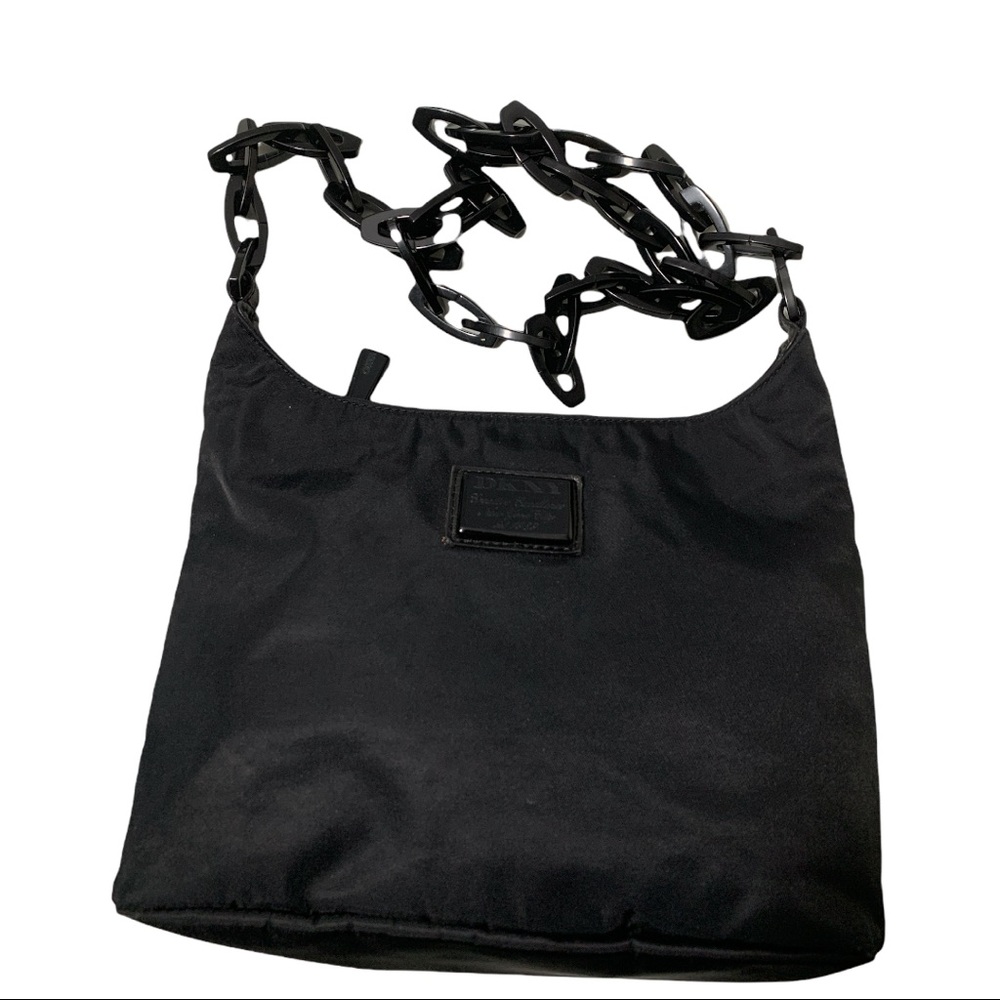 DKNY Donna marzo. New York Black Silk Shoulder Bag